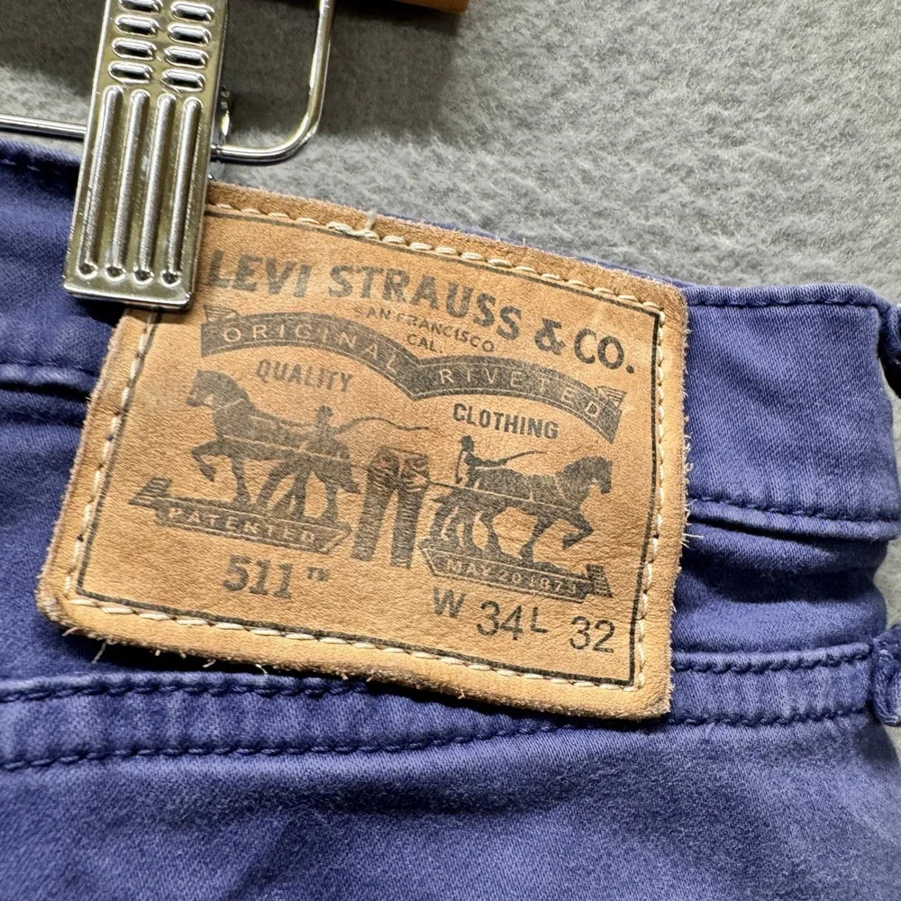 Levi's 511 Pants Mens 34x32 (34x31 ACTUAL) Slim Fit Purpleish Blue Chino Vintage